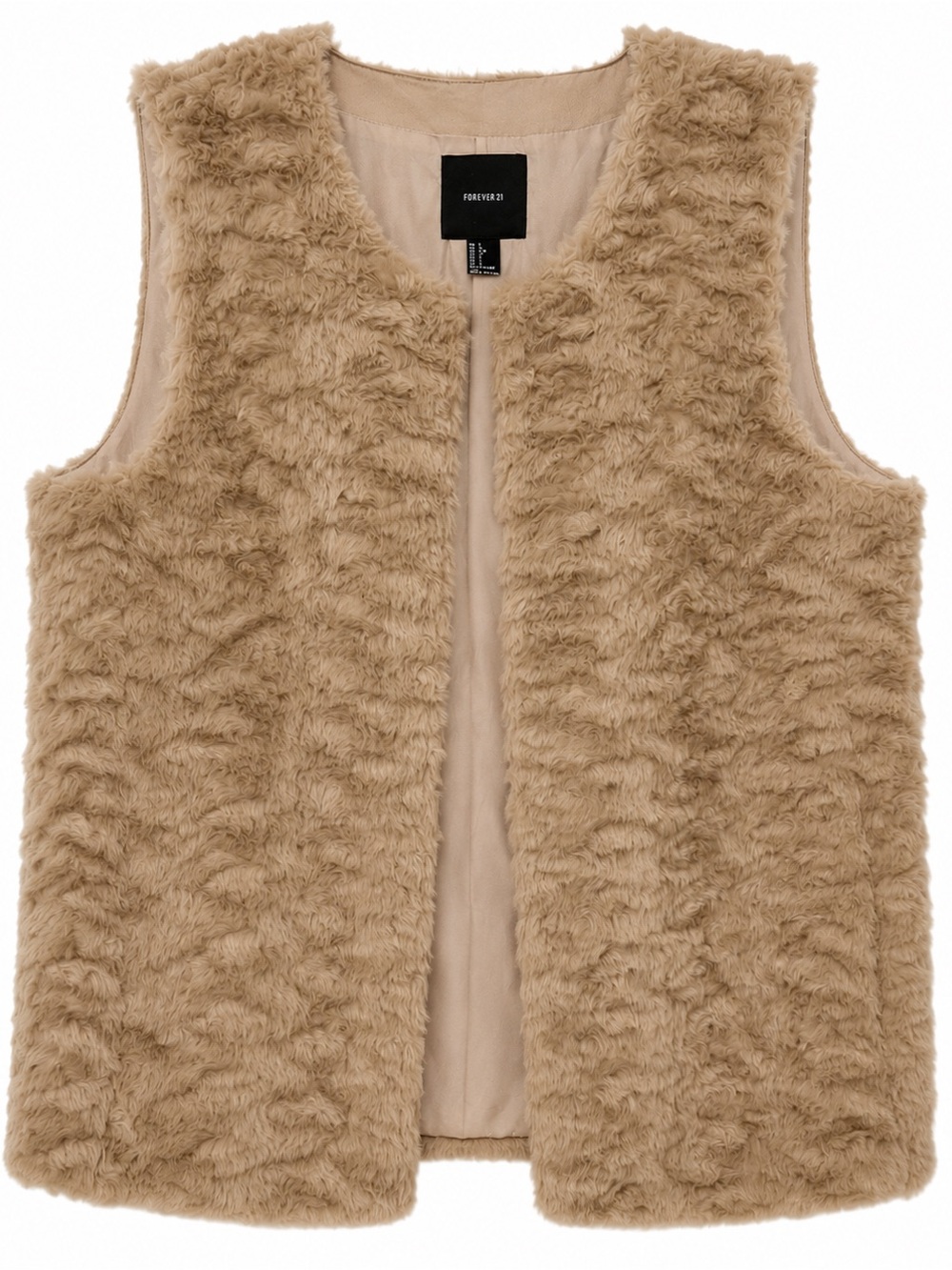 Forever 21 Women's Tan Faux Fur Vest-L